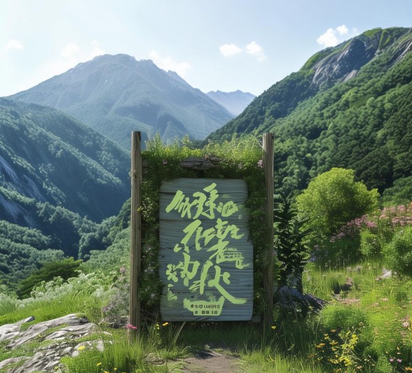 山庄广告牌规划设计图，与自然同行