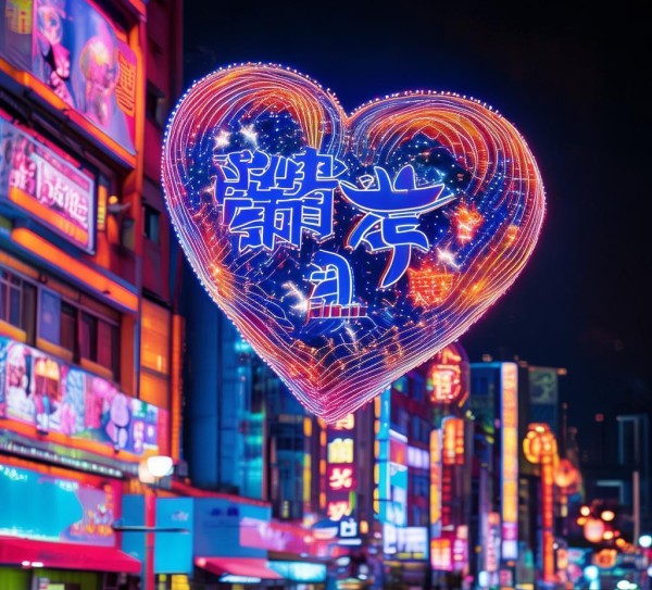 灯光,霓虹灯,广告公司宣传的晴雨之爱