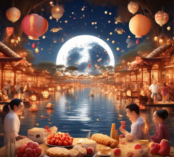 中秋节经典案例,宣传月饼灯饰汤圆月饼