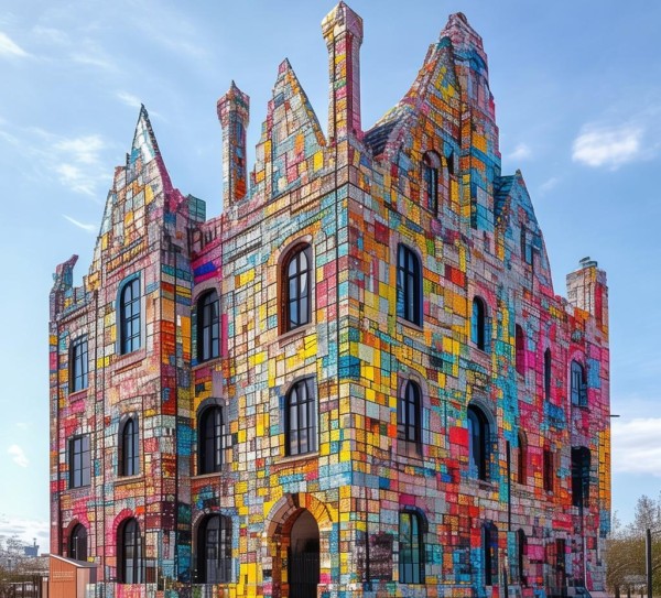 Designing and Visualizing the Iconic Artistic Landmark with Adhesive Design Images
