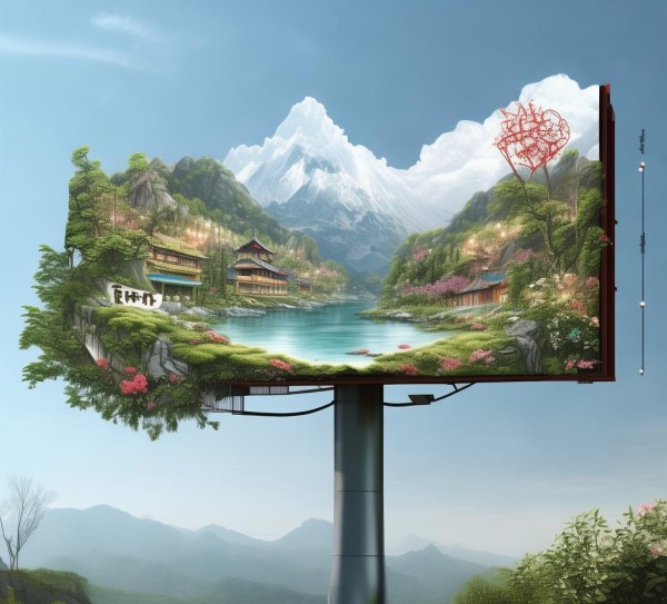山庄广告牌,自然与文化的完美融合设计