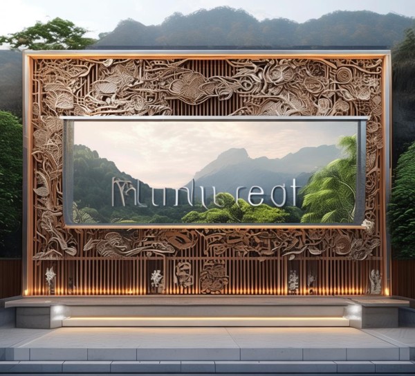 山庄广告牌的设计图,现代与古朴的完美融合