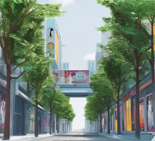 静心街景，街道广告牌规划设计图稿