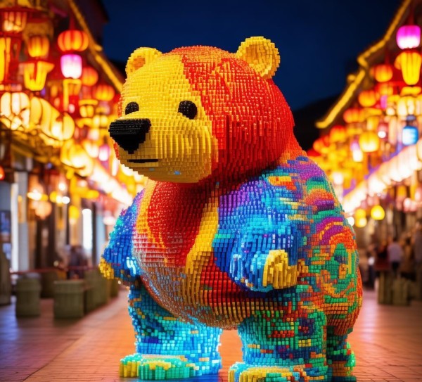 熊 lego 联名昆明灯会广告公司，创意Express，点亮城市夜空