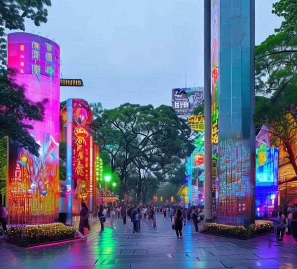 上海公园视觉盛宴，广告设计与自然融合