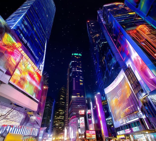城市广告夜景，城市文明的重要组成部分